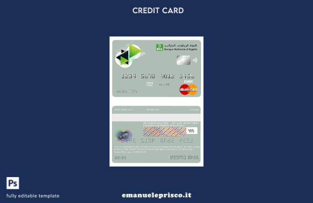 modello di carta di debito principale della banca Algeria Banque Nationale d'Alg